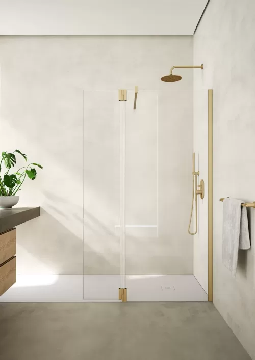 Armano with Hinged Panel Brushed Brass with Clear Glass